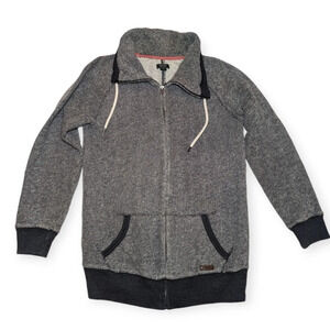 Roots  Grey White salt and pepper Coral Zip Up Sweater Woman Small